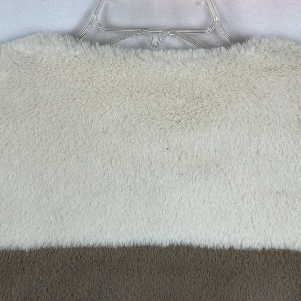 Cat & Jack Stylish Pink Taupe and Ivory Girls Faux Fur Jacket - Size Large 10/12 - Picture 7 of 10